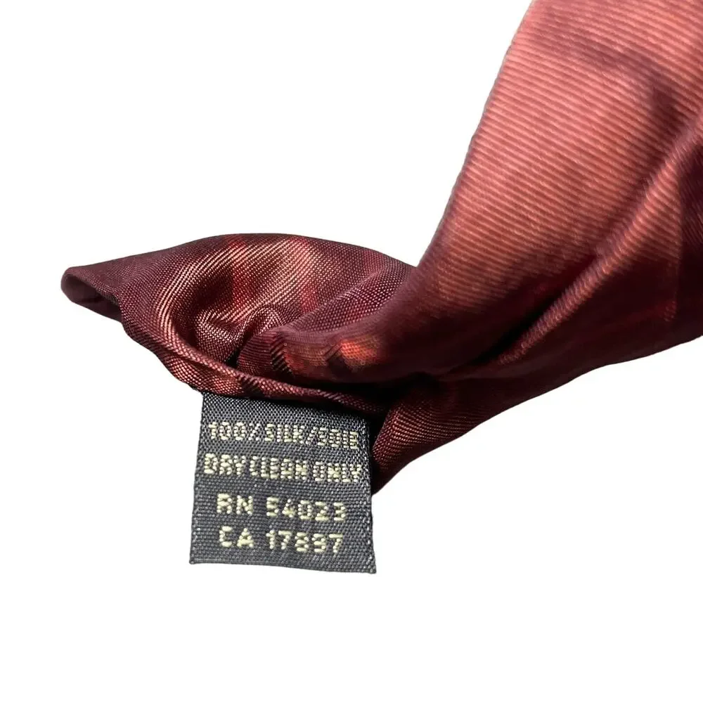 Banana Republic 100% Silk Necktie Tie Red Tonal Plaid Italy Career Formal